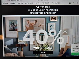 posterstore.be 40% korting op posters en 10%...
