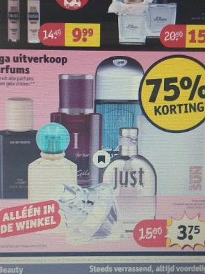 Ook parfum voor 75 procent, let op voorraad v...