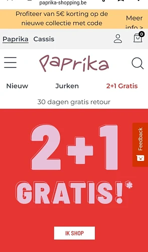 paprika-shopping.be 2+1 gratis op geselecteer...