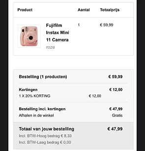 Fujifilm instax mini 11 camera voor nog geen...
