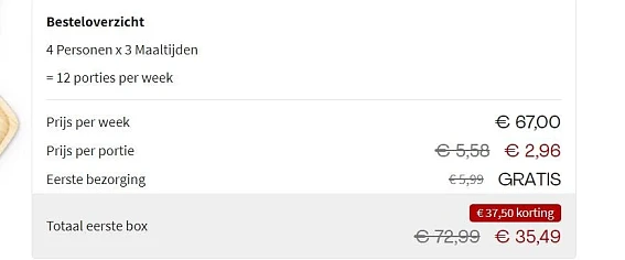 HelloFresh besteld voor maar € 2,96 per porti...