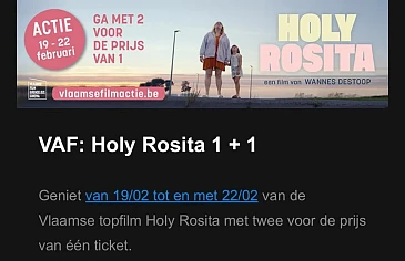 Actie Kinepolis Van 19/02 tot en met 22/02:...