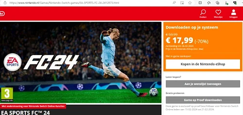 Bij Nintendo Switch online EA Sports FC24 nu...