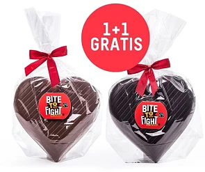 1 + 1 gratis op de chocoladeharten bij Oxfam...