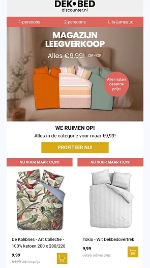 Magazijnverkoop dekbed discounter.nl