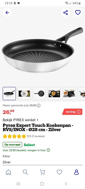 Pyrex expert touch 28cm koekenpan voor €26,95