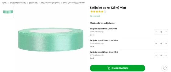 Koopje Satijnlint bij Weddingdeco.nl