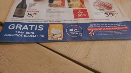 1 pak bloem 1kg gratis bij alvo