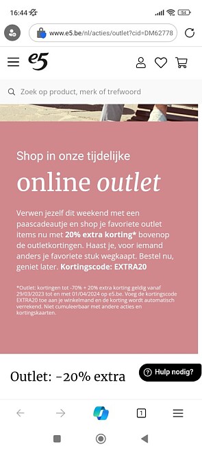 Extra korting op de outlet
