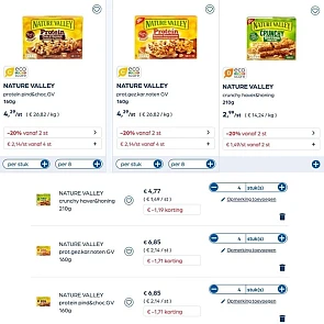 🥖 Nature Valley protein bars 5,68€/kg ipv 14...
