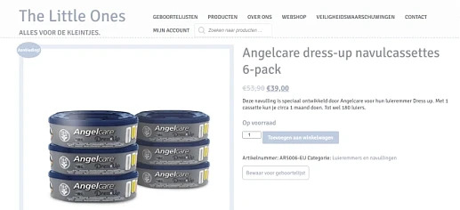 Angelcare dress-up navulcassettes 6-pack voor 39 euro