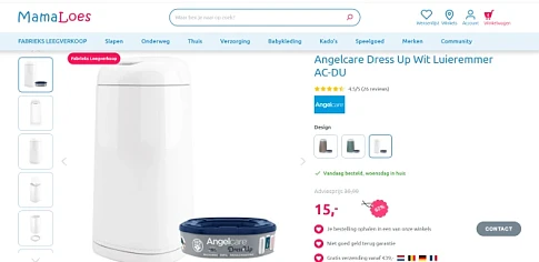 Angelcare DressUp luieremmer aan €15 bij MamaLoes