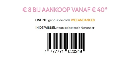 €8 korting bij aankop vanaf €40