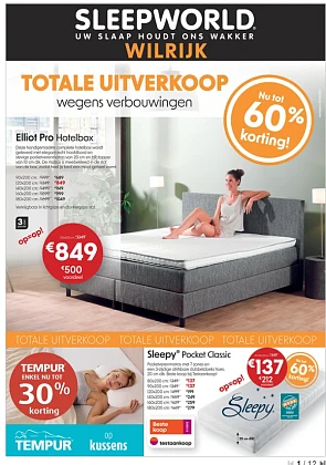 Uitverkoop Sleepy Wilrijk wegens verbouwingen