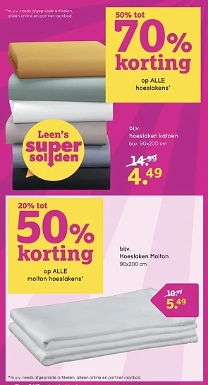 Korting op hoeslakens