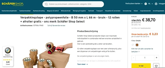 Set 12x verpakkingstape + gratis afroller bij Schäfer Shop
