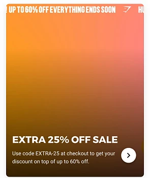 Gymshark extra 25% korting bovenop de sale
