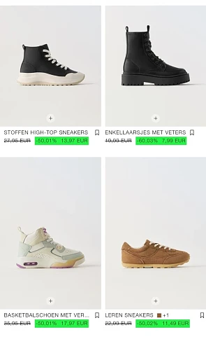 Goedkope sneakers voor kinderen bij Zara