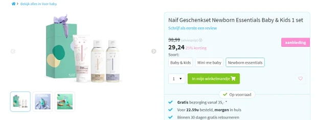 -25% op Naif Geschenksets bij Plein.be, ook op verzorging en zonnebrand