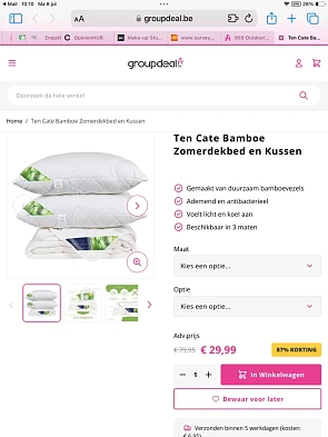 Zomerdekbed met kussen