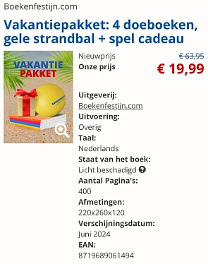 Vakantie pakket 7/12jarige - boekenfestijn