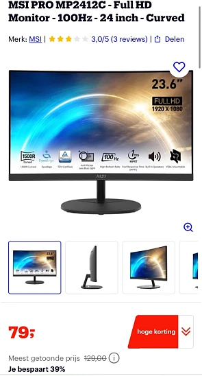 MSI PRO MP2412C - Full HD Monitor
