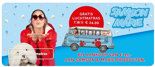 Gratis Samson&Marie luchtbed vanaf €15 Samson&Marie items bij Studio 100 webshop