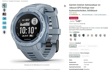 Garmin sporthorloge met 54% korting