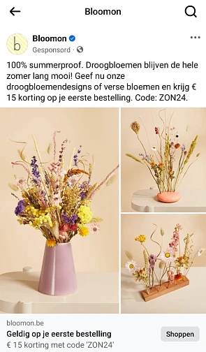 €15 korting bij Bloomon.be