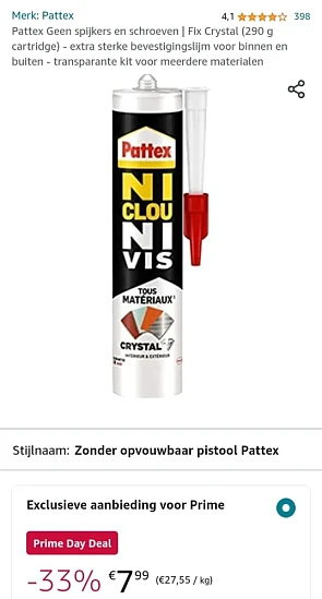 Pattex Geen spijkers en schroeven | Fix Crystal