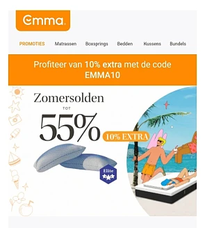 10% extra korting bij Emma Matras