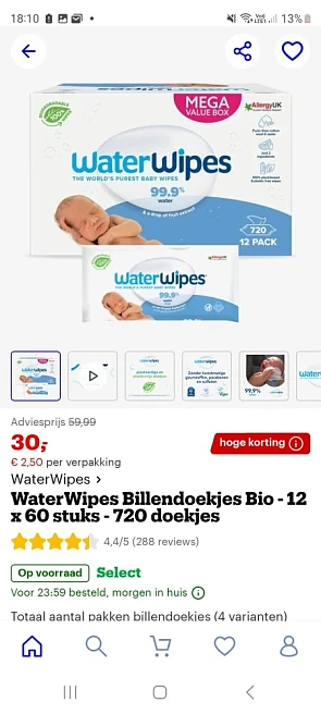 Waterwipes babydoekjes