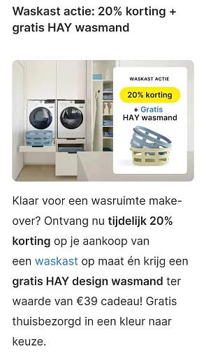 20% korting op je waskast
