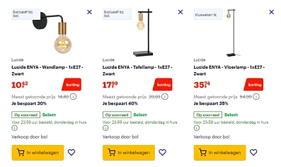 Tot -40% op Lucide verlichting bij Bol