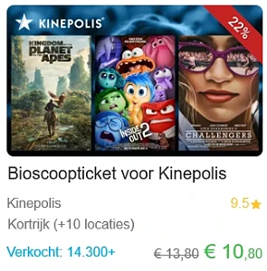 Kinepolis ticket aan € 10,80 i.p.v. € 13,80