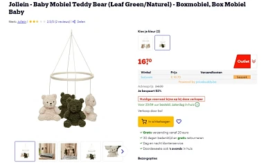 -52% Baby mobiel Bear - Jollein🧸 Box mobiel