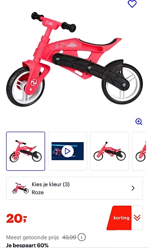 -50% Verstelbare loopfiets Nijdam bij Bol