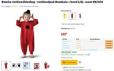 -50% Bumbalu verkleedpakje + hoedje 🎩 maat 98-104 (1-4 jaar) - Studio 100