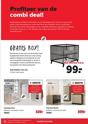 Gratis baby box b.a.v. combi kinderwagen en complete kinderkamer bij Baby-Dump