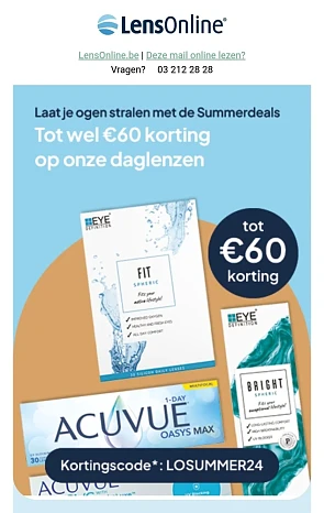 Tot 60€ korting bij Lensonline
