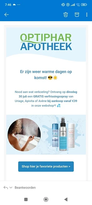 GRATIS verfrissingsspray