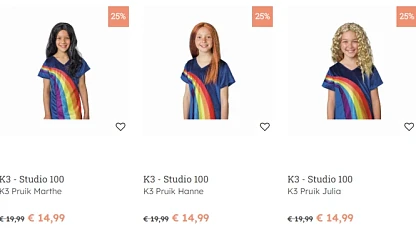 -25% K3 Pruik 🌈 Studio 100 bij Multi Bazar
