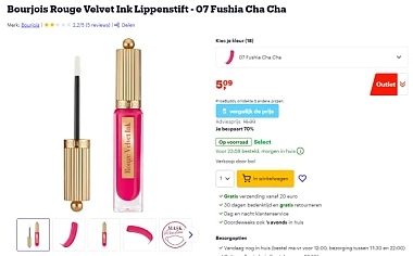 Hoge korting 💄 Bourjois Rouge Velvet Ink Lippenstift tot -70% 👄 Bol