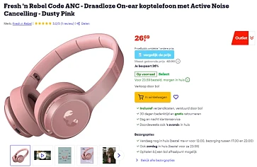 -36% Fresh 'n Rebel draadloze on-ear koptelefoon met Active Noise Cancelling - Dusty Pink
