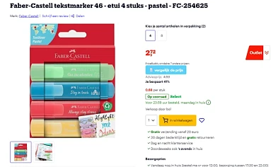 -41% Set 4 tekstmarkers, Pastel, Faber-Castell bij Bol