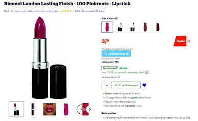 € 3,79 Rimmel London Lasting Finish - 100 Pinkroots - Lippenstift 👄Bol