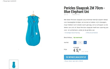 👶 Pericles zomerslaapzakken 70 cm aan €5 bij De Kinderplaneet