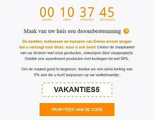 Tot -50% en nog eens 5% extra korting bij Emma Matras