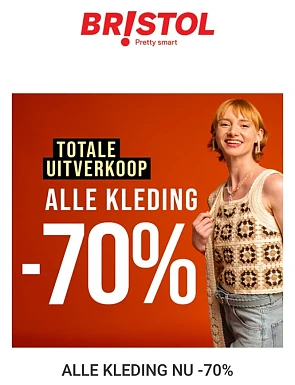 70% korting op alle kleding