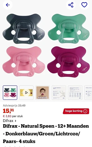 Fopspeen Difrax 12m €3,83/suk